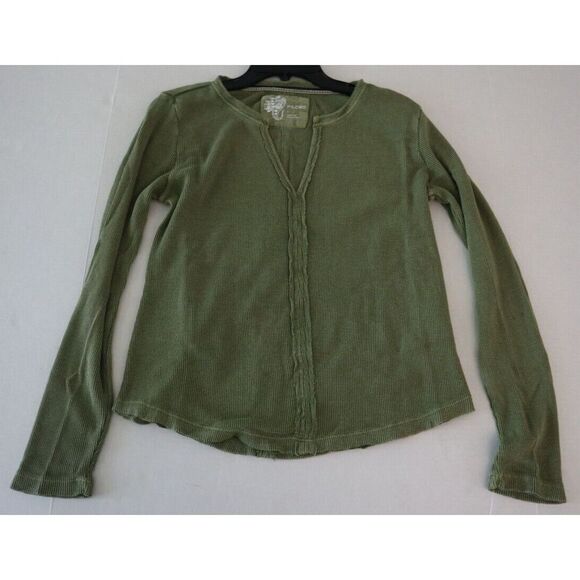 Pilcro Anthropologie Women's Sz S Moss Green Thermal Waffle Henley L/S Shirt $70 - Picture 7 of 7